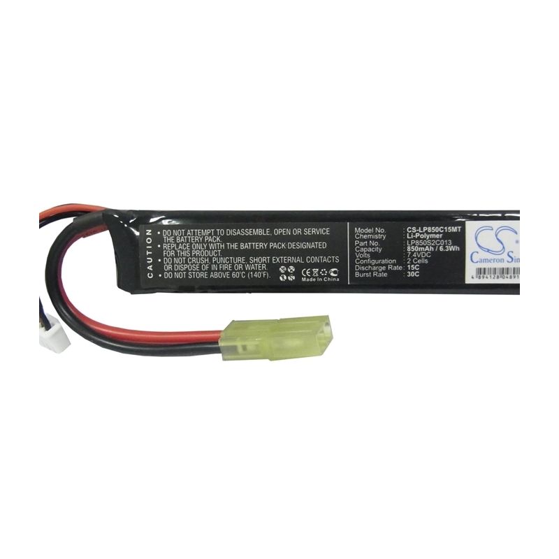 Li-Polymer Battery fits Airsoft Guns, Cs-lp850c15mt 7.4V, 850mAh Airsoft Guns Cameron Sino Technology Limited