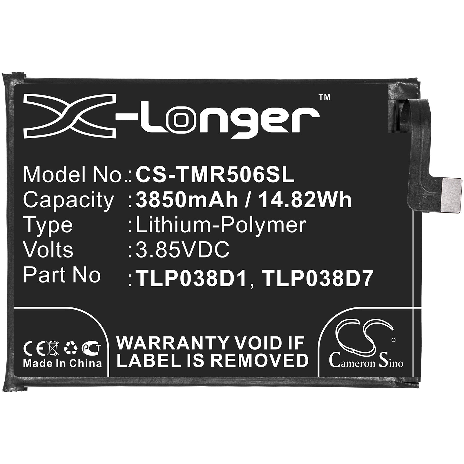 Li-Polymer Battery fits Alcatel, 3l 2020, 5029d 3.85V, 3850mAh Mobile & SmartPhone Cameron Sino Technology Limited