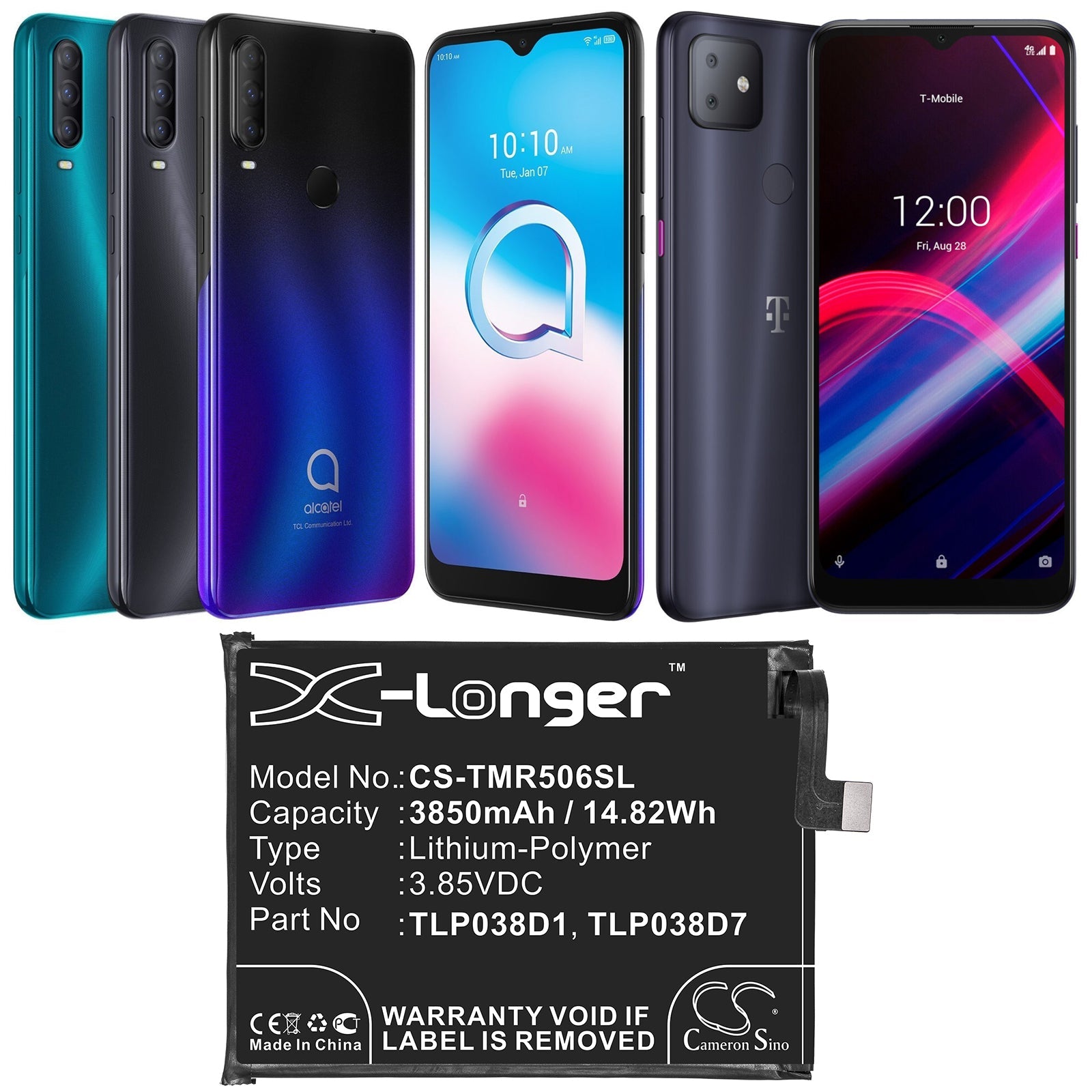 Li-Polymer Battery fits Alcatel, 3l 2020, 5029d 3.85V, 3850mAh Mobile & SmartPhone Cameron Sino Technology Limited