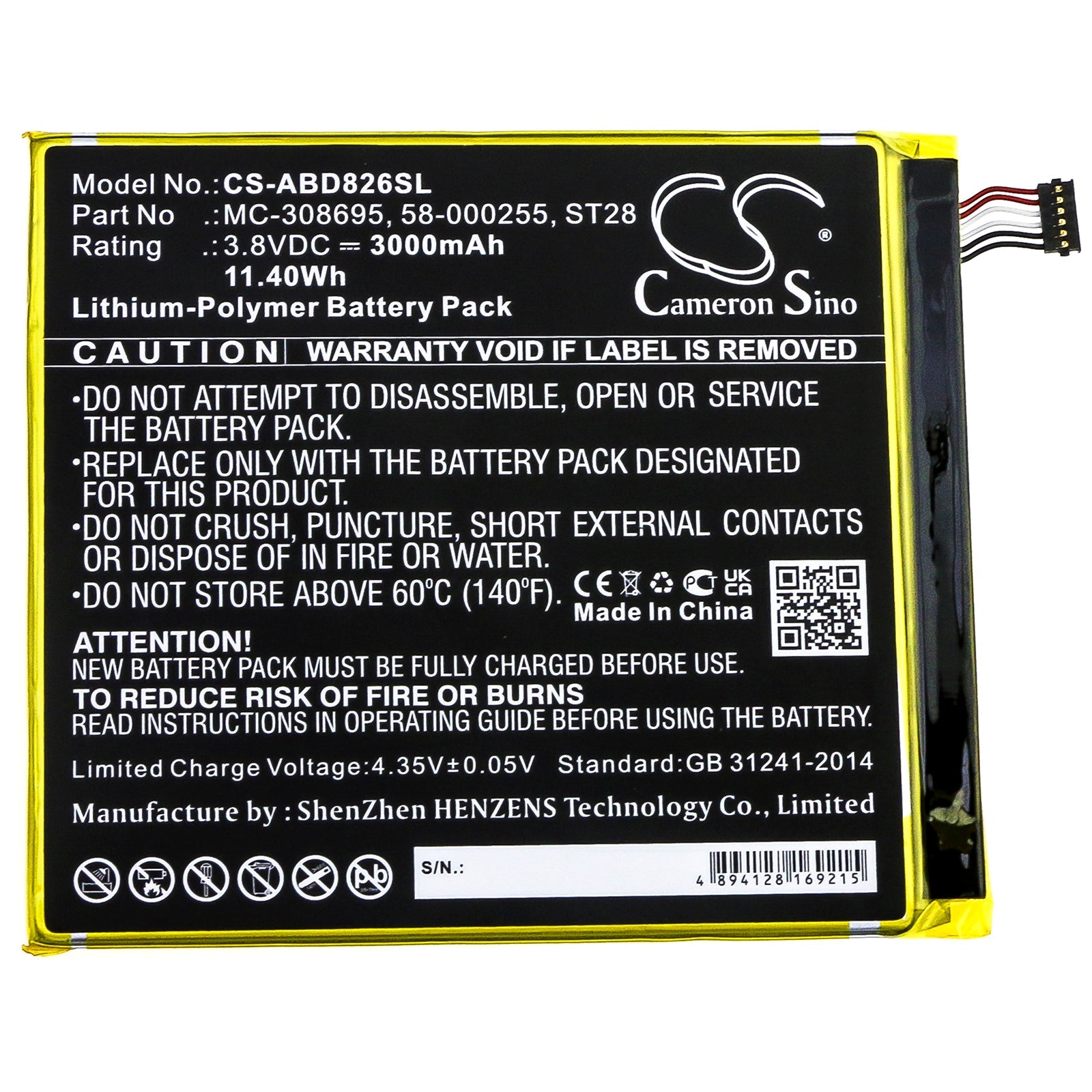 Li-Polymer Battery fits Amazon, Kindle Fire 2019 9th Generatio, Kindle Fire M8s26g 3.8V, 3000mAh Tablet Cameron Sino Technology Limited