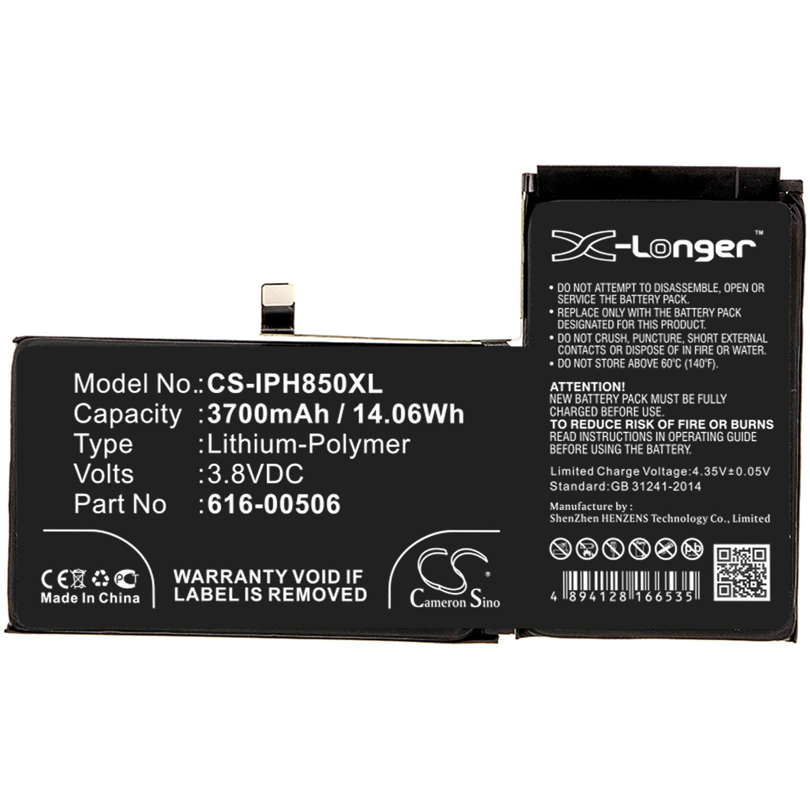 Li-Polymer Battery fits Apple, A1921, A2014, A2100 3.8V, 3700mAh Mobile & SmartPhone Cameron Sino Technology Limited