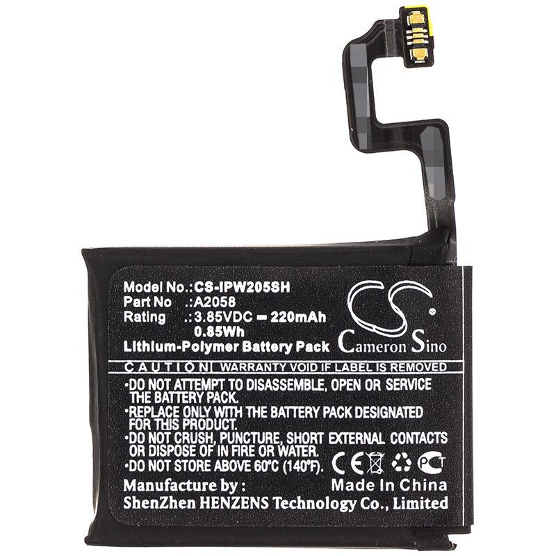 Li-Polymer Battery fits Apple, A1975, A1977 3.85V, 220mAh Smartwatch Cameron Sino Technology Limited