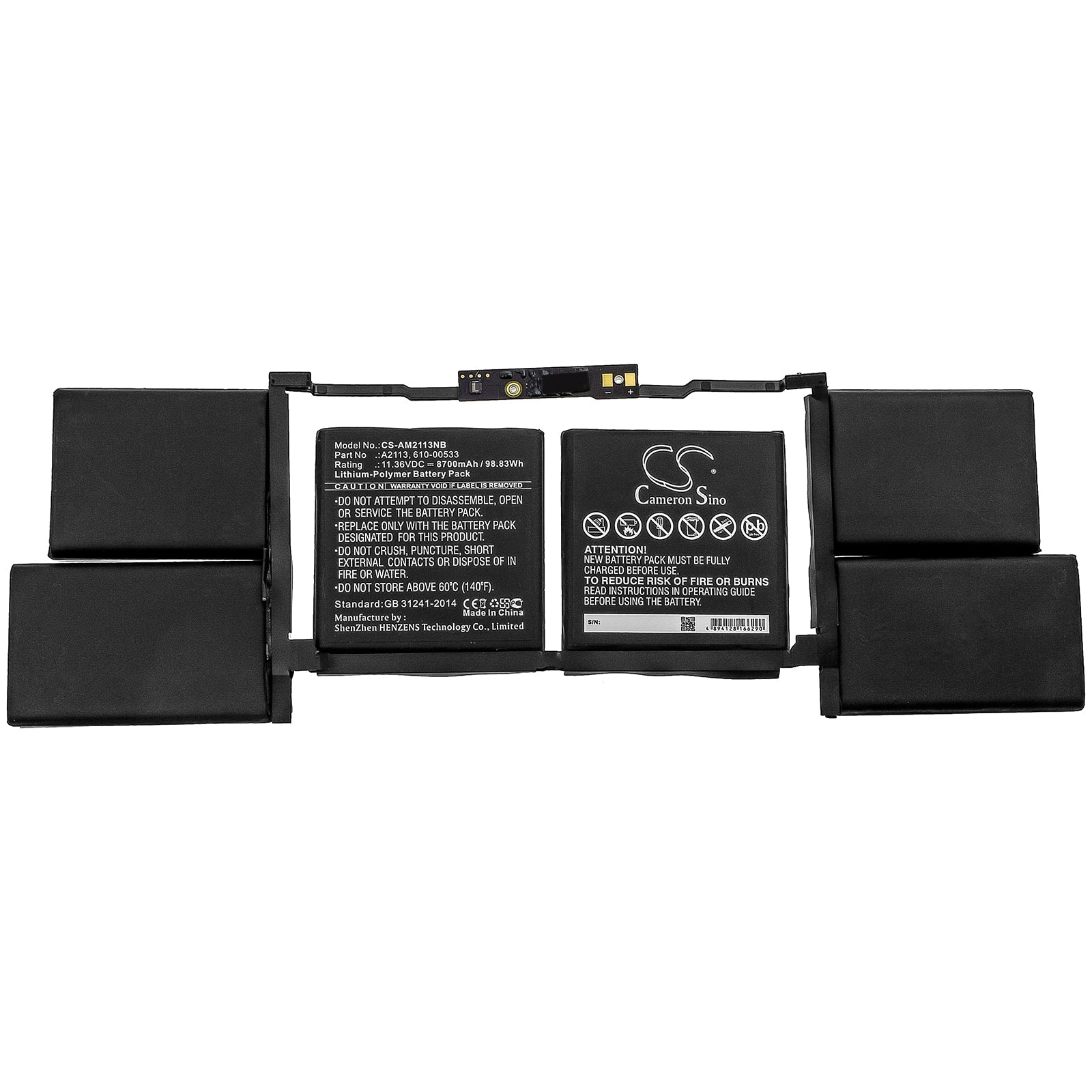 Li-Polymer Battery fits Apple, A2141, Macbook Pro 16 2019, Macbook Pro 16 2019 I9 5500m 11.36V, 8700mAh Notebook & Laptop Cameron Sino Technology Limited