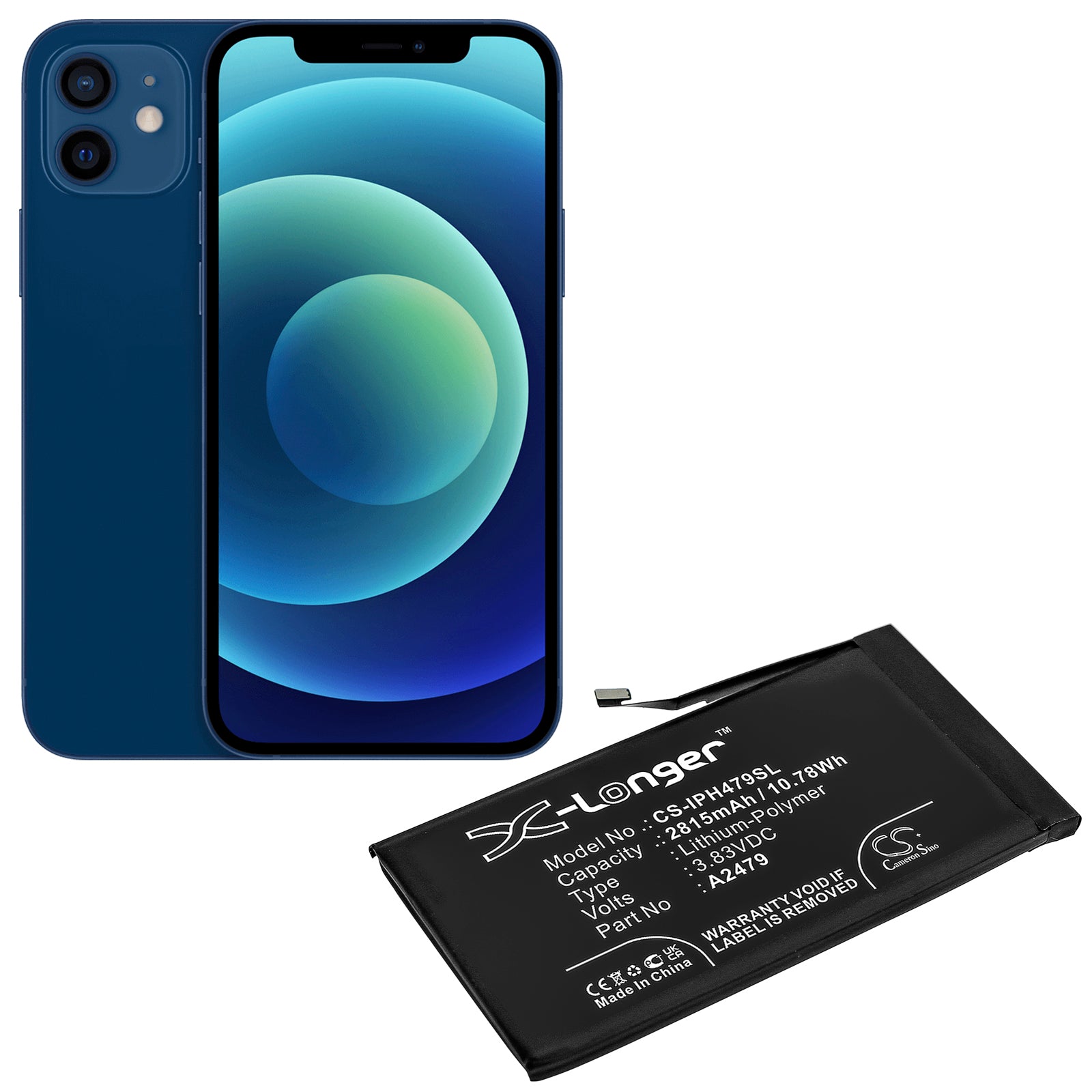 Li-Polymer Battery fits Apple, Iphone 12 3.83V, 2815mAh Mobile & SmartPhone Cameron Sino Technology Limited