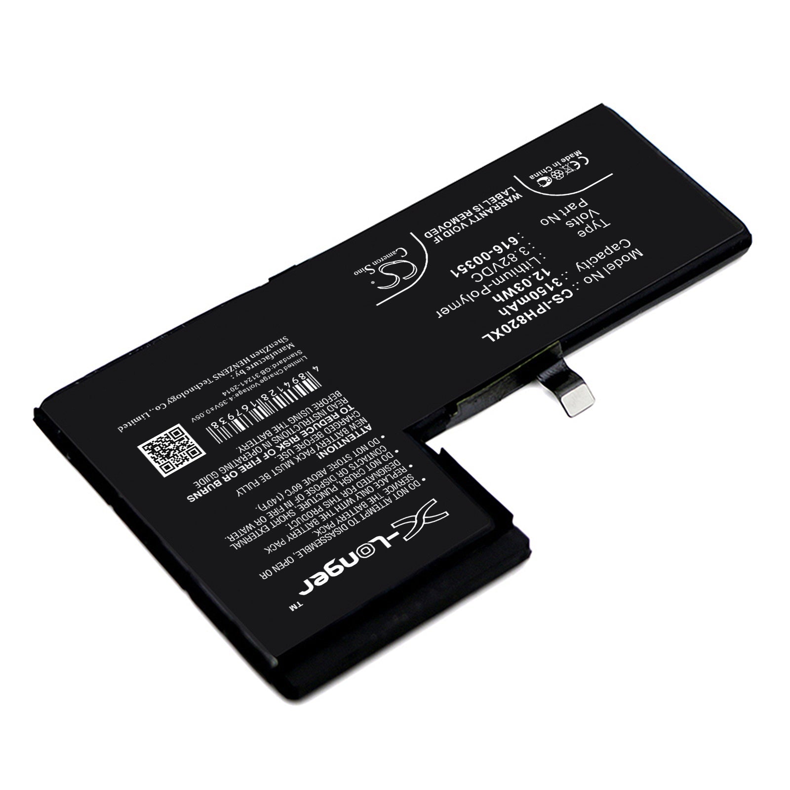 Li - Polymer Battery fits Apple, Iphone X, Mqa52ll/a, Mqa62ll/a 3.82V, 3150mAh - Batterybuyer.ca