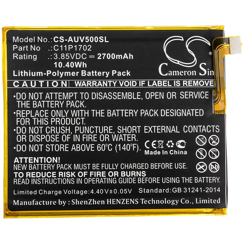 Li-Polymer Battery fits Asus, A009, V500kl 3.85V, 2700mAh Mobile & SmartPhone Cameron Sino Technology Limited