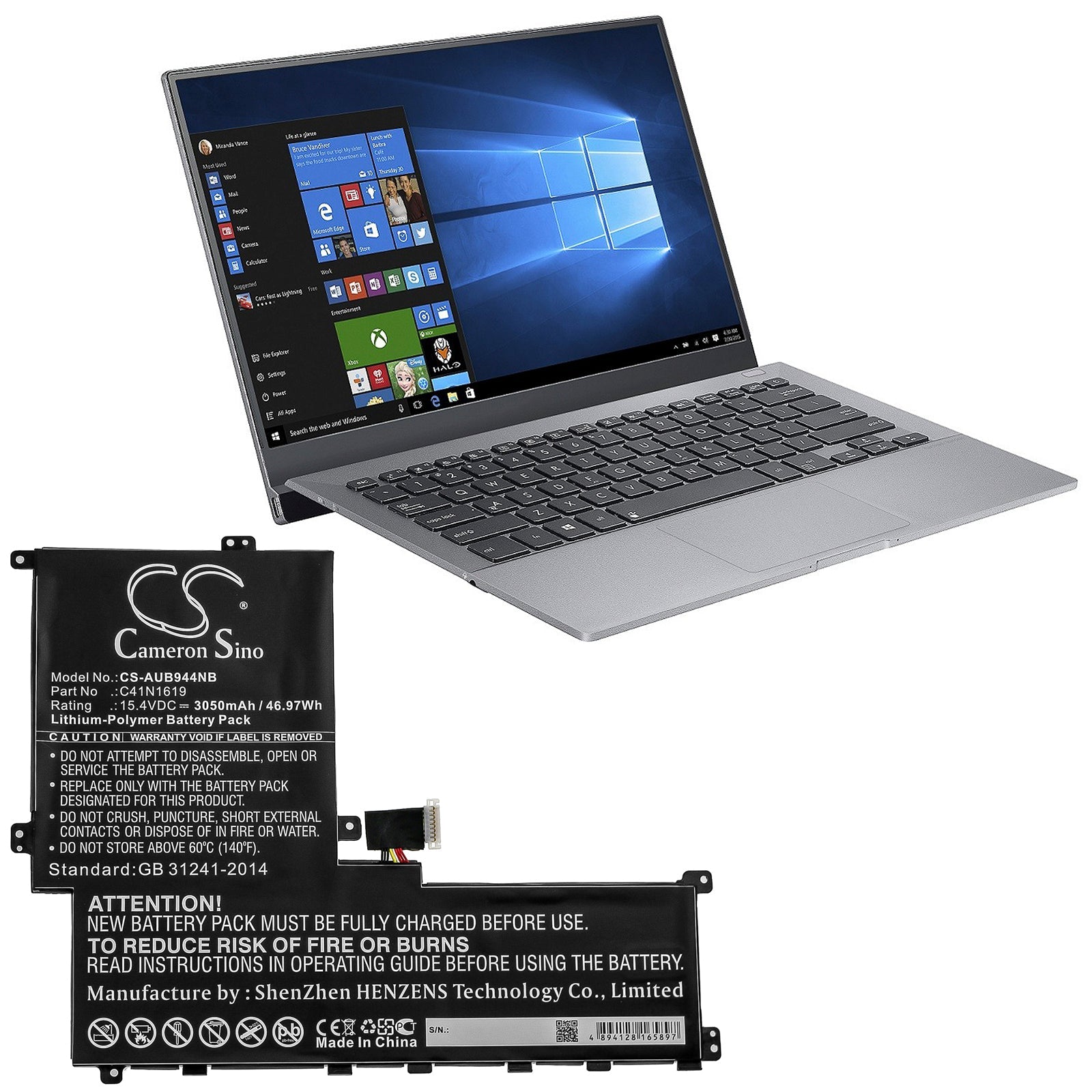 Li-Polymer Battery fits Asus, Asuspro B9440, B9440fa, B9440fa-gv0002r 15.4V, 3050mAh Notebook & Laptop Cameron Sino Technology Limited