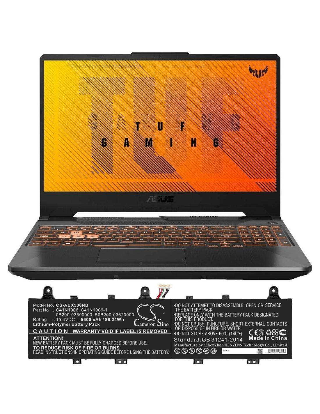 Li-Polymer Battery fits Asus, Fa506iv, Fa566iv 15.4V, 5600mAh Notebook & Laptop Cameron Sino Technology Limited