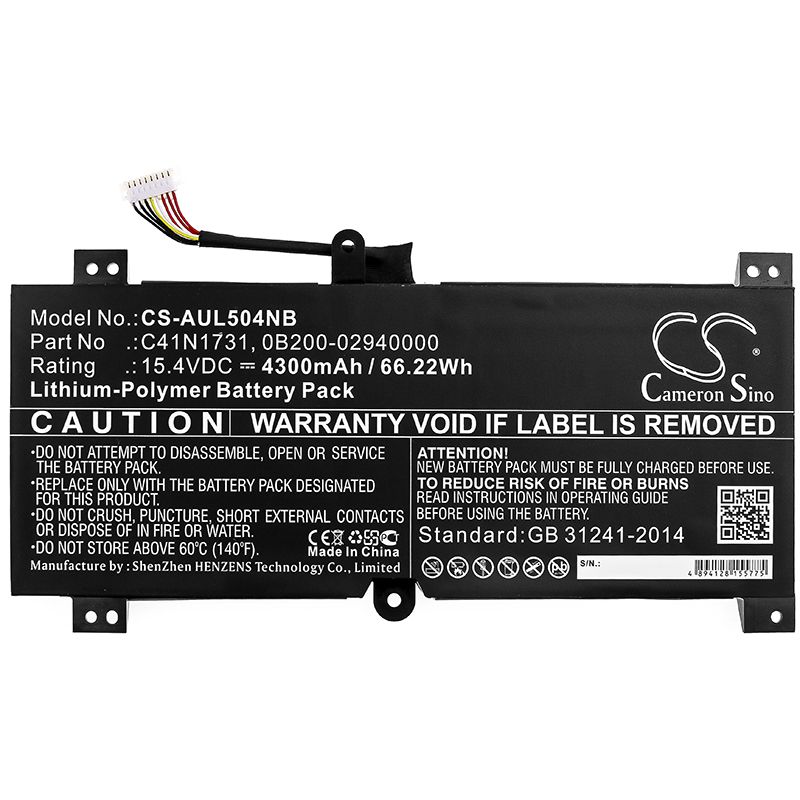 Li-Polymer Battery fits Asus, G515gv, G515gw 15.4V, 4300mAh Notebook & Laptop Cameron Sino Technology Limited