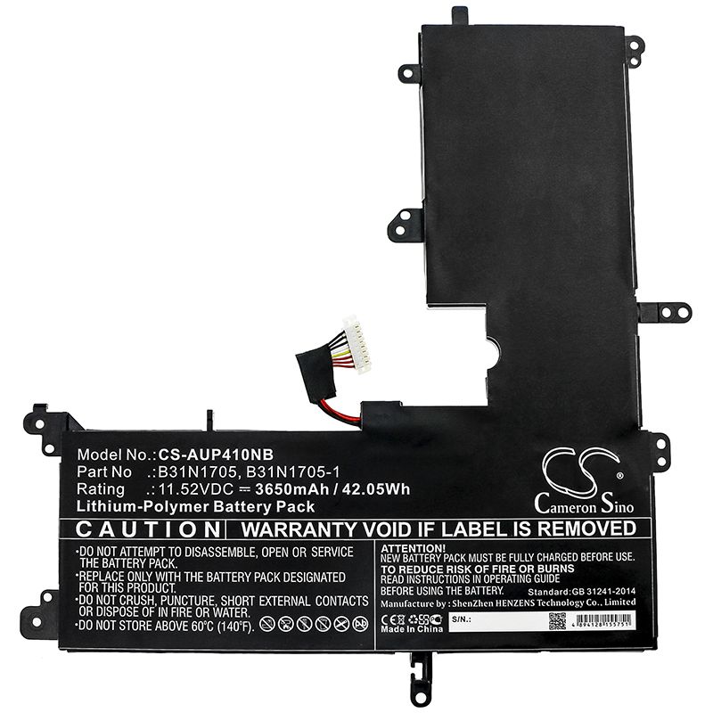 Li-Polymer Battery fits Asus, Q405ua, Q405ua-bi5t5 11.52V, 3650mAh Notebook & Laptop Cameron Sino Technology Limited