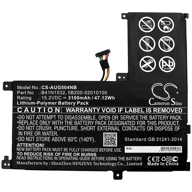 Li-Polymer Battery fits Asus, Q504u, Q504ua 15.2V, 3100mAh Notebook & Laptop Cameron Sino Technology Limited