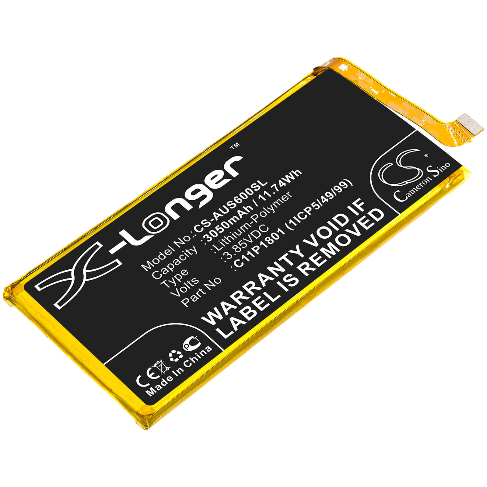 Li-Polymer Battery fits Asus, Rog Phone, Zs600kl 3.85V, 3850mAh Mobile & SmartPhone Cameron Sino Technology Limited