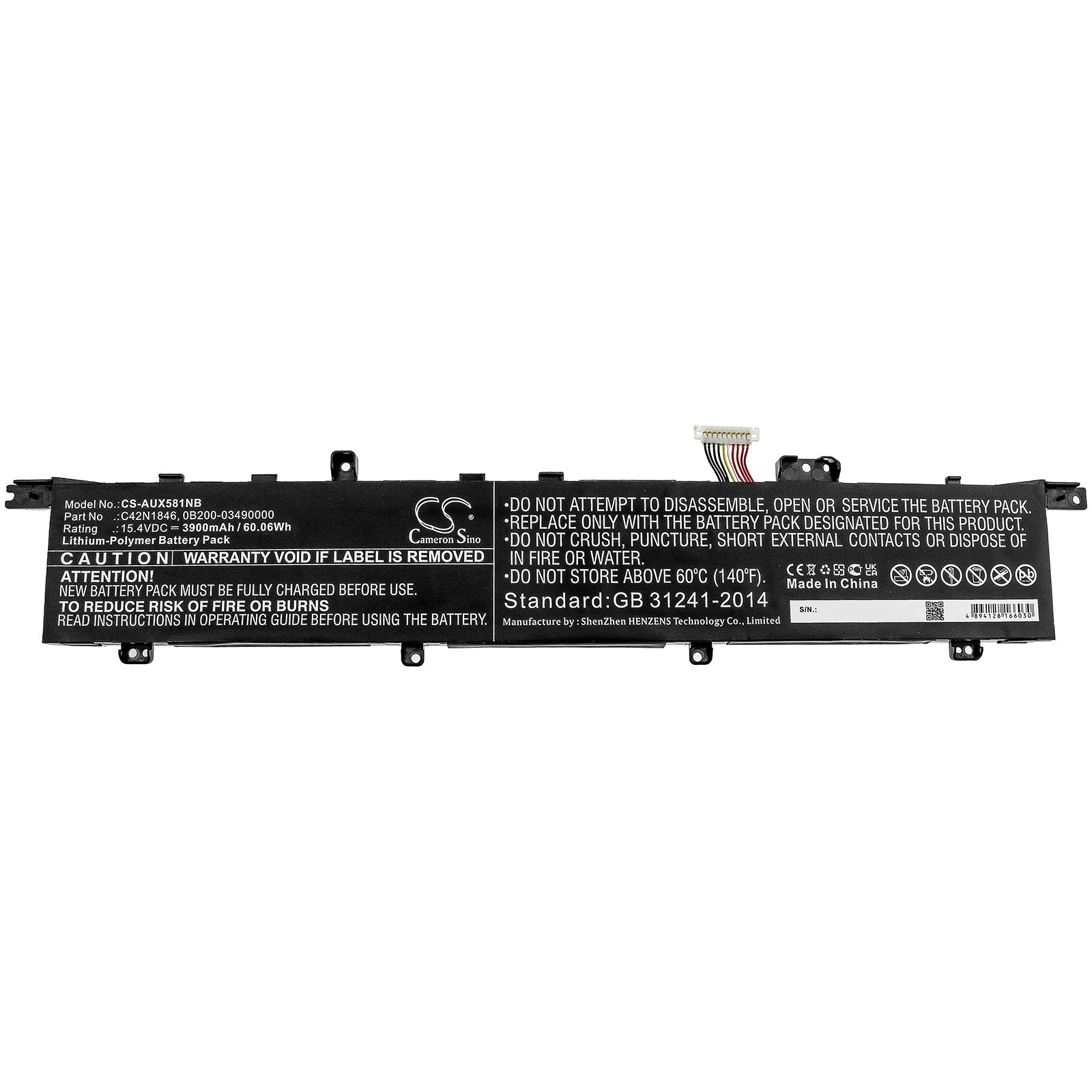 Li-Polymer Battery fits Asus, Ux581, Ux581gv, Zenbook Duo Pro Ux581gv 15.4V, 3900mAh Notebook & Laptop Cameron Sino Technology Limited