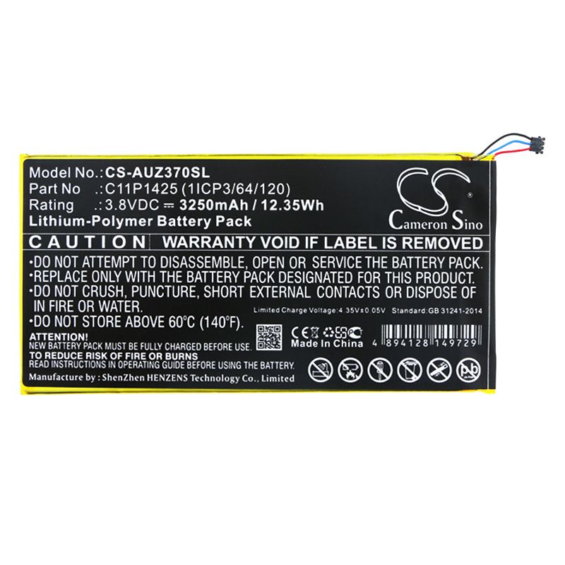 Li-Polymer Battery fits Asus, Zenpad 7.0 Z370c, Zenpad M700kl 3.8V, 3250mAh Tablet Cameron Sino Technology Limited