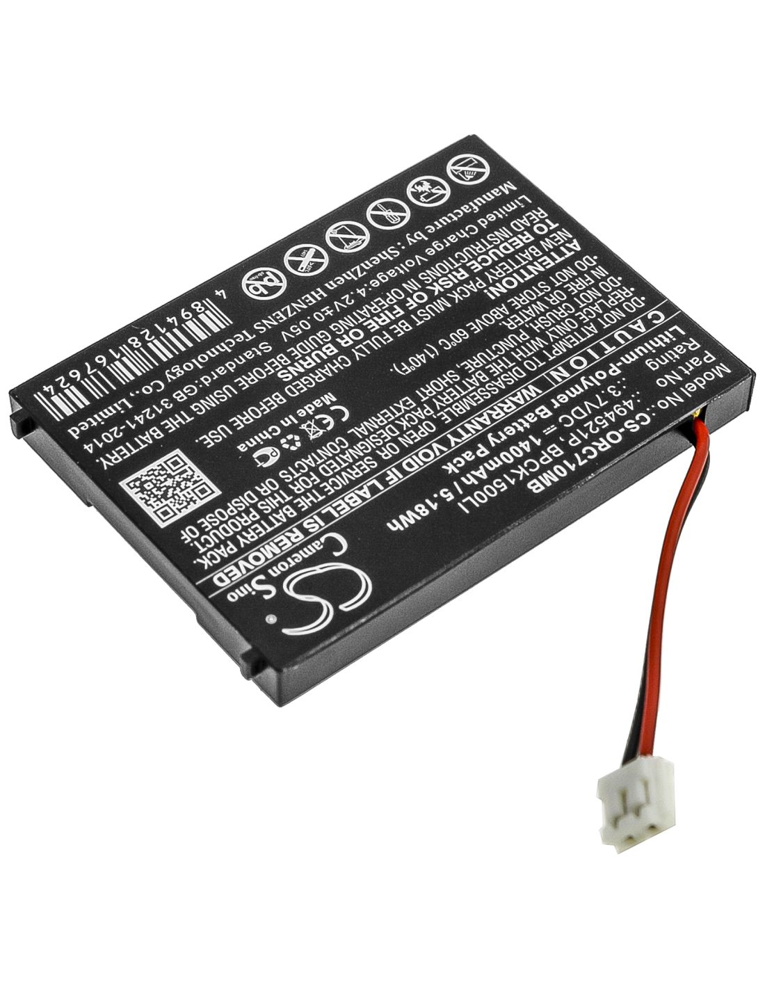 Li-Polymer Battery fits Audioline, Babysense 5 Video, Watch & Care V120 3.7V, 1400mAh BabyPhone Cameron Sino Technology Limited
