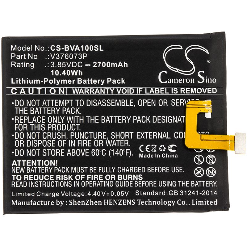 Li-Polymer Battery fits Blackview, A10 3.85V, 2700mAh Mobile & SmartPhone Cameron Sino Technology Limited