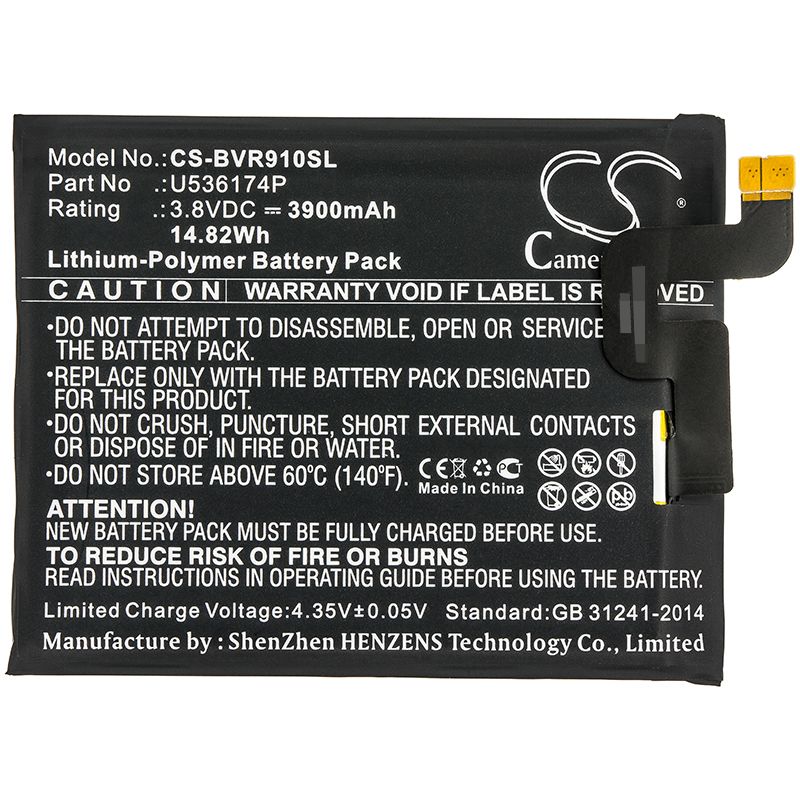 Li-Polymer Battery fits Blackview, Bv9000 Pro 3.8V, 3900mAh Mobile & SmartPhone Cameron Sino Technology Limited