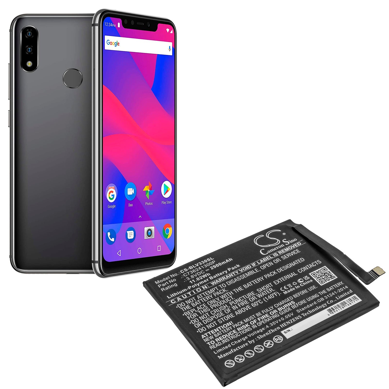 Li-Polymer Battery fits Blu, V0330ww, Vivo Xi 3.8V, 2900mAh Mobile & SmartPhone Cameron Sino Technology Limited