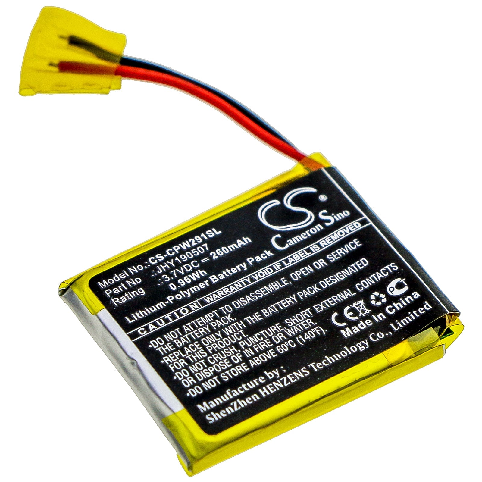 Li-Polymer Battery fits Compustar, 2w901r-ss 3.7V, 210mAh Remote Start and Entry Systems Cameron Sino Technology Limited