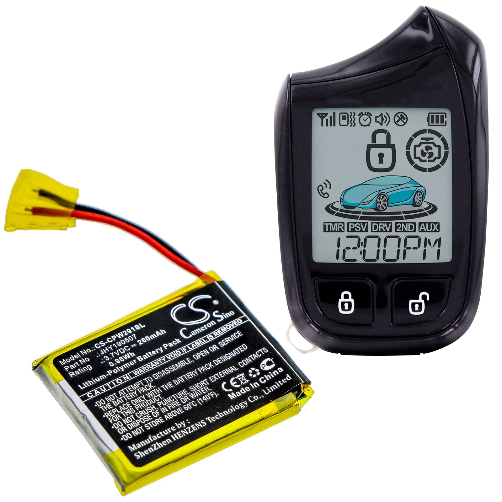 Li-Polymer Battery fits Compustar, 2w901r-ss 3.7V, 210mAh Remote Start and Entry Systems Cameron Sino Technology Limited