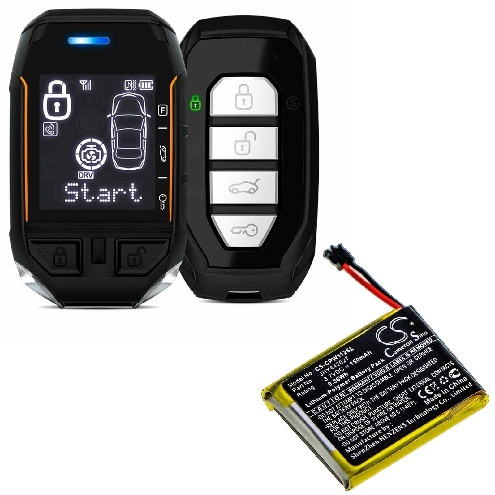 Li-Polymer Battery fits Compustar, 2wt11r, 2wt11r-ss, 2wt12-ss 3.7V, 150mAh Remote Start and Entry Systems Cameron Sino Technology Limited