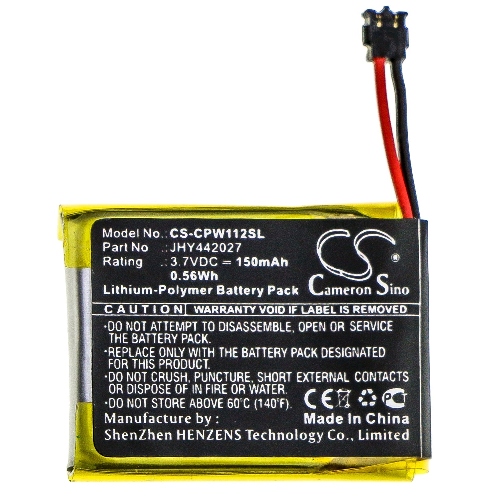 Li-Polymer Battery fits Compustar, 2wt11r, 2wt11r-ss, 2wt12-ss 3.7V, 150mAh Remote Start and Entry Systems Cameron Sino Technology Limited