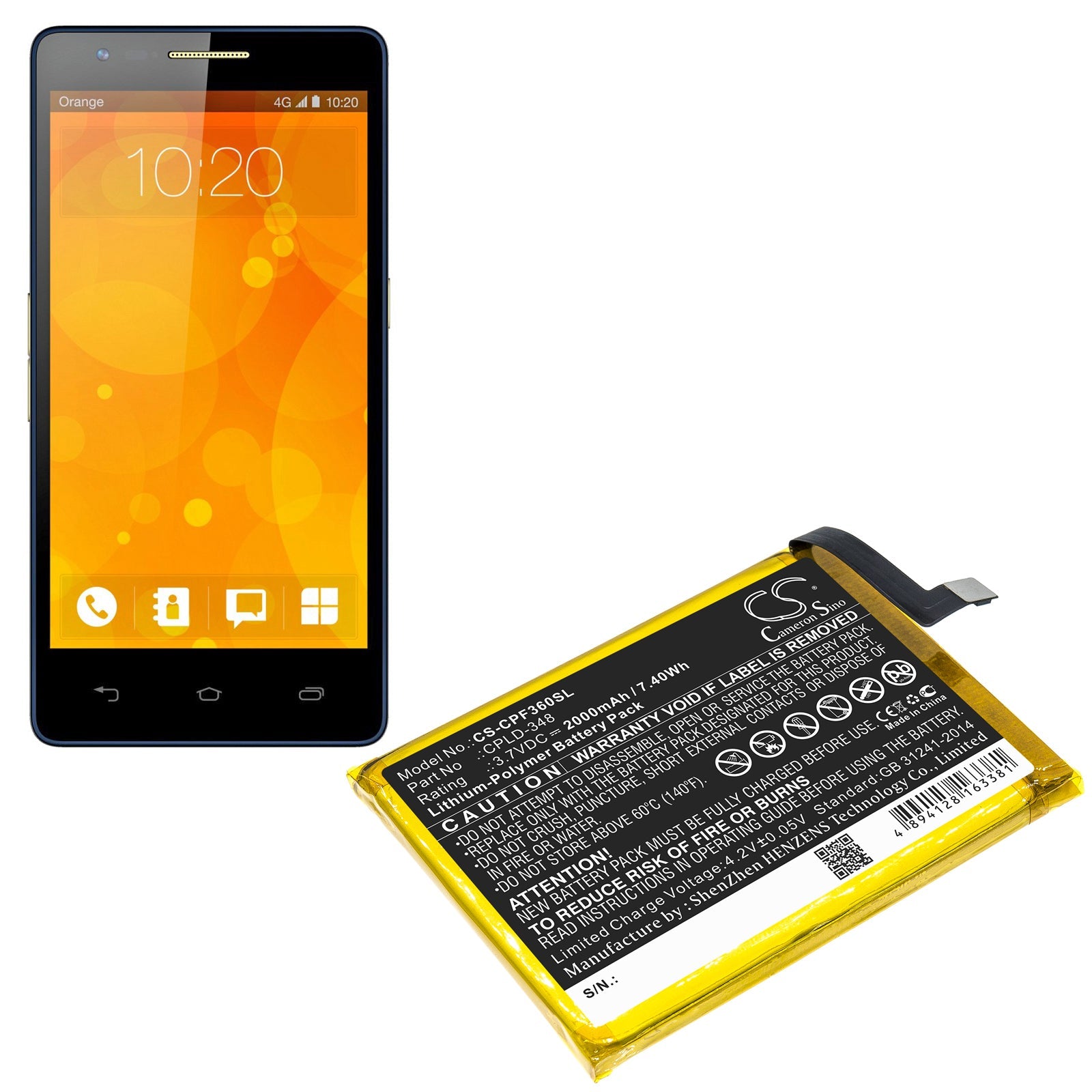 Li-Polymer Battery fits Coolpad, 3602u, Orange 3.7V, 2000mAh Mobile & SmartPhone Cameron Sino Technology Limited