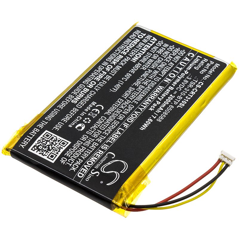 Li-Polymer Battery fits Crestron, Tsr-310, Tsr-310 Handheld Touch Screen Remote 3.8V, 2000mAh Remote Control Cameron Sino Technology Limited