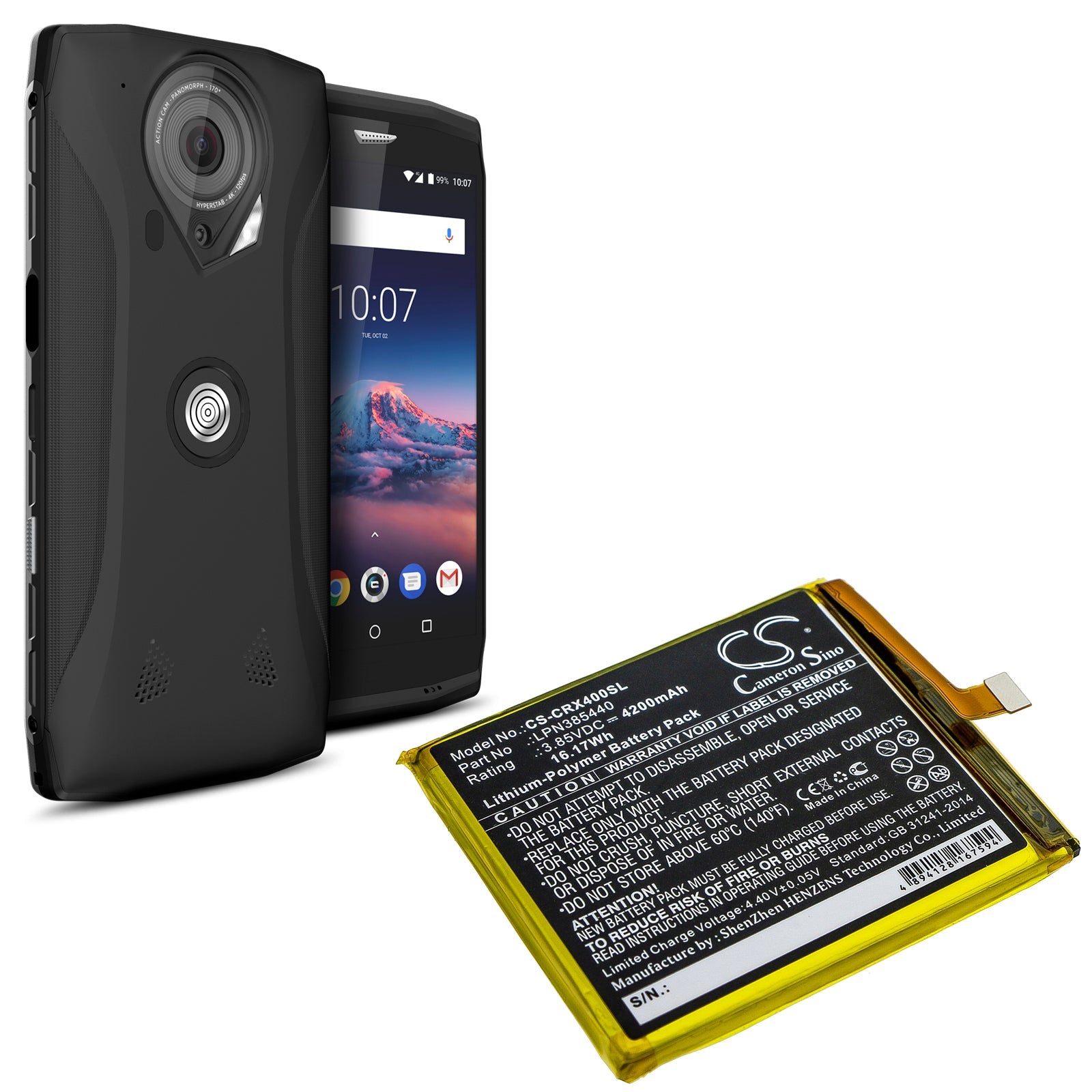 Li-Polymer Battery fits Crosscall, Trekker X4 3.85V, 4200mAh Communications Cameron Sino Technology Limited