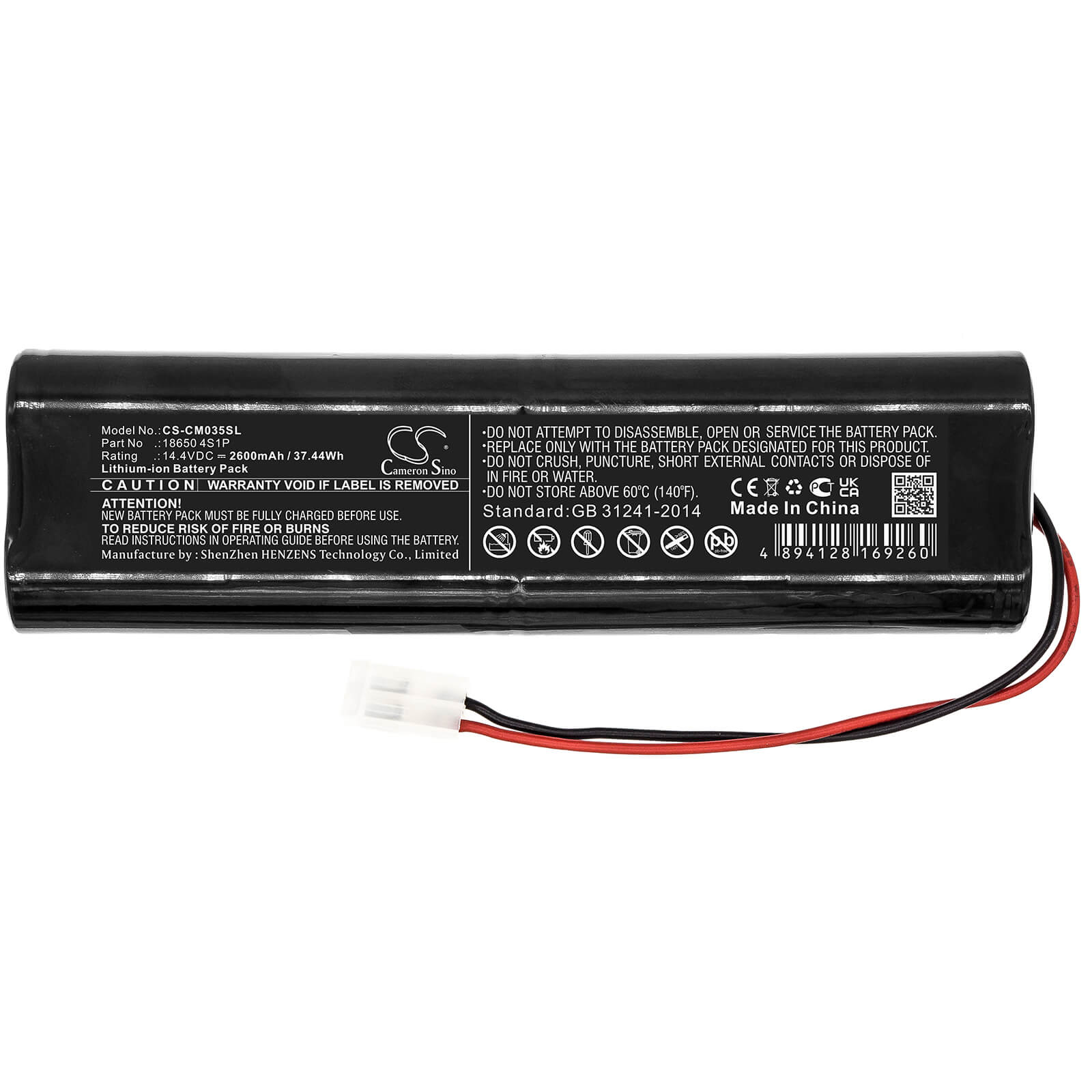 Li-Polymer Battery fits Custom Battery Packs 14.4V, 2600mAh Battery Pack Cameron Sino Technology Limited
