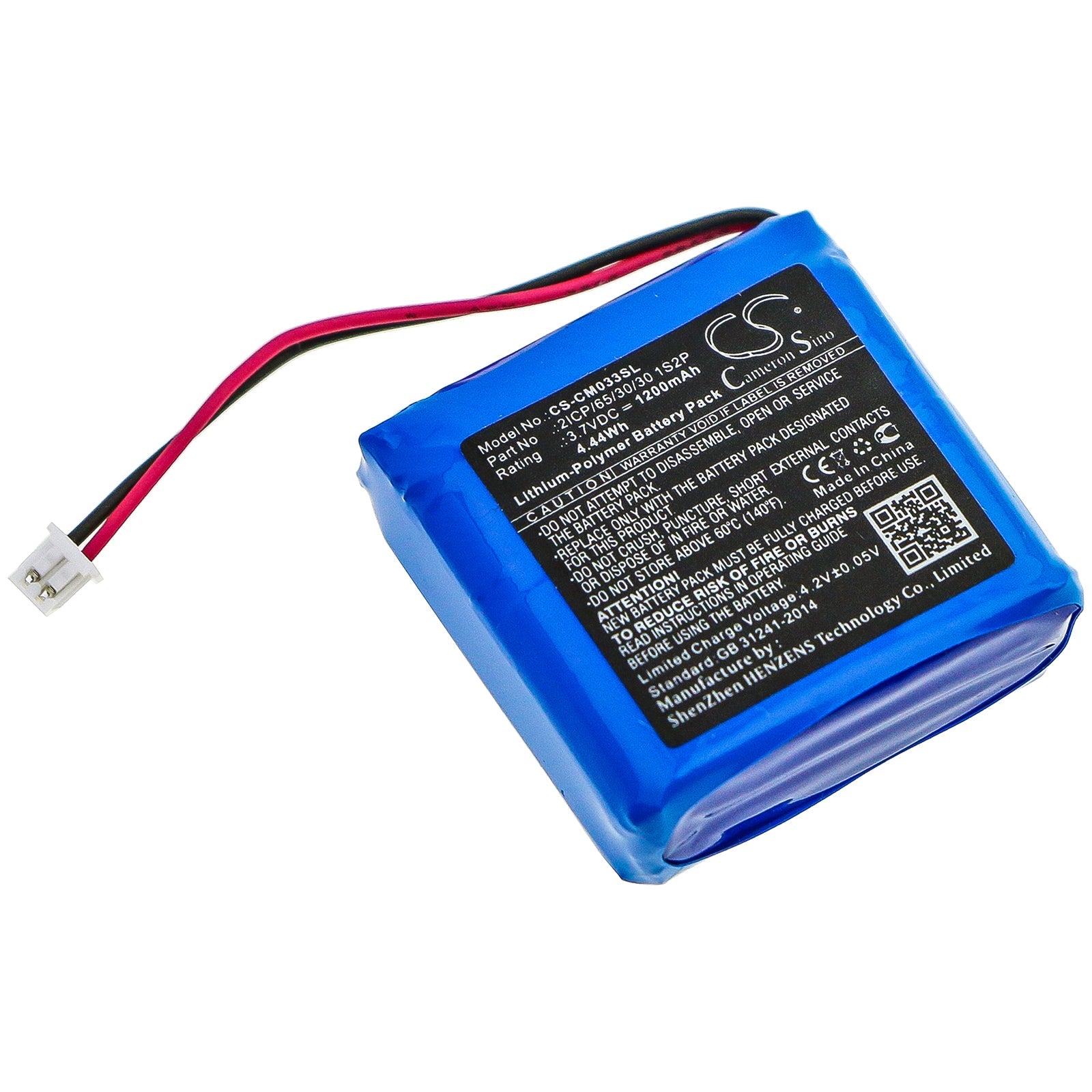 Li-Polymer Battery fits Custom Battery Packs, 2icp/65/30/30 1s2p 3.7V, 1200mAh Battery Pack Cameron Sino Technology Limited