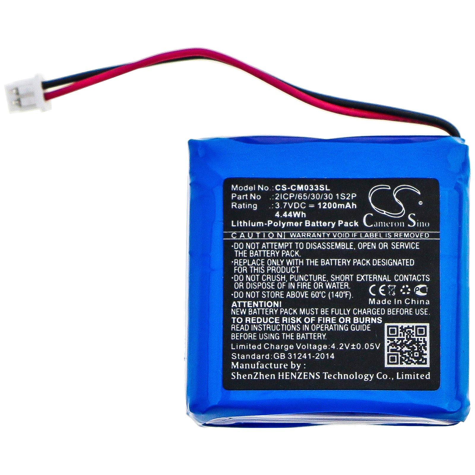 Li-Polymer Battery fits Custom Battery Packs, 2icp/65/30/30 1s2p 3.7V, 1200mAh Battery Pack Cameron Sino Technology Limited