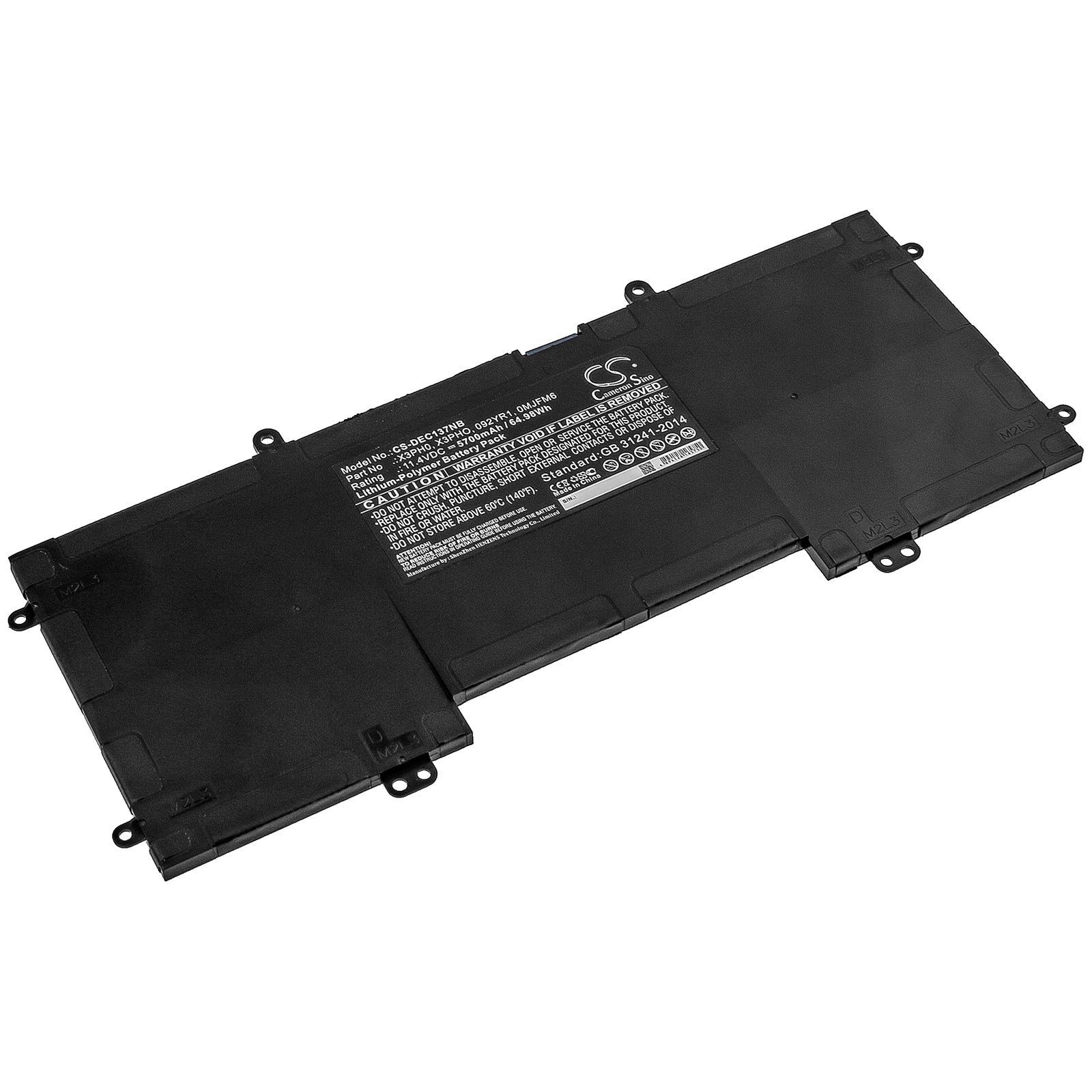Li-Polymer Battery fits Dell, Chromebook 13 7310 11.4V, 5700mAh Notebook & Laptop Cameron Sino Technology Limited