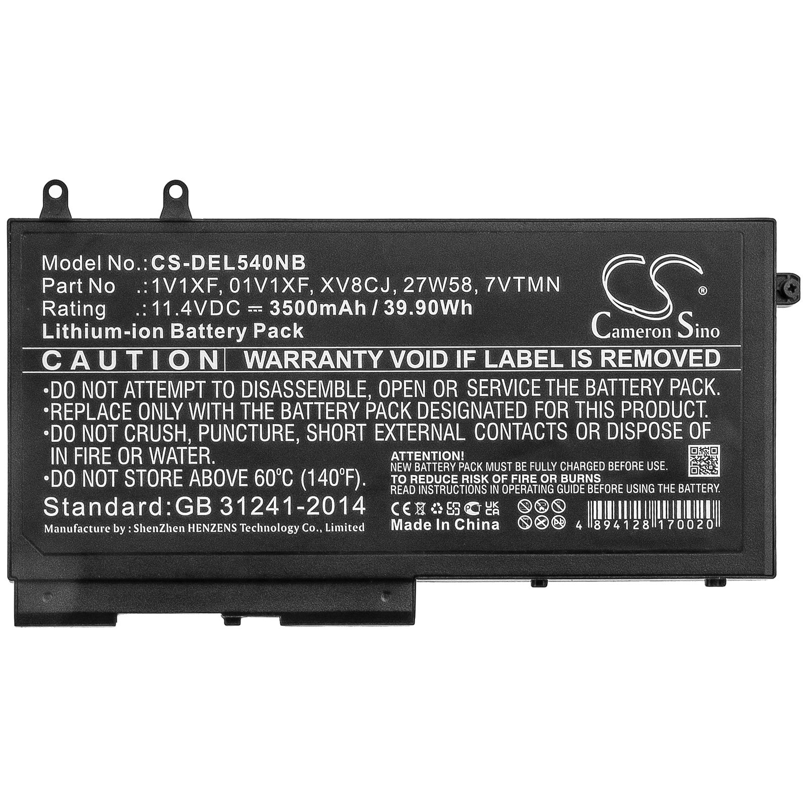 Li-Polymer Battery fits Dell, Inspiron 7591 2-in-1, Latitude 5400, Latitude 5400 Chromebook 11.4V, 3500mAh Notebook & Laptop Cameron Sino Technology Limited