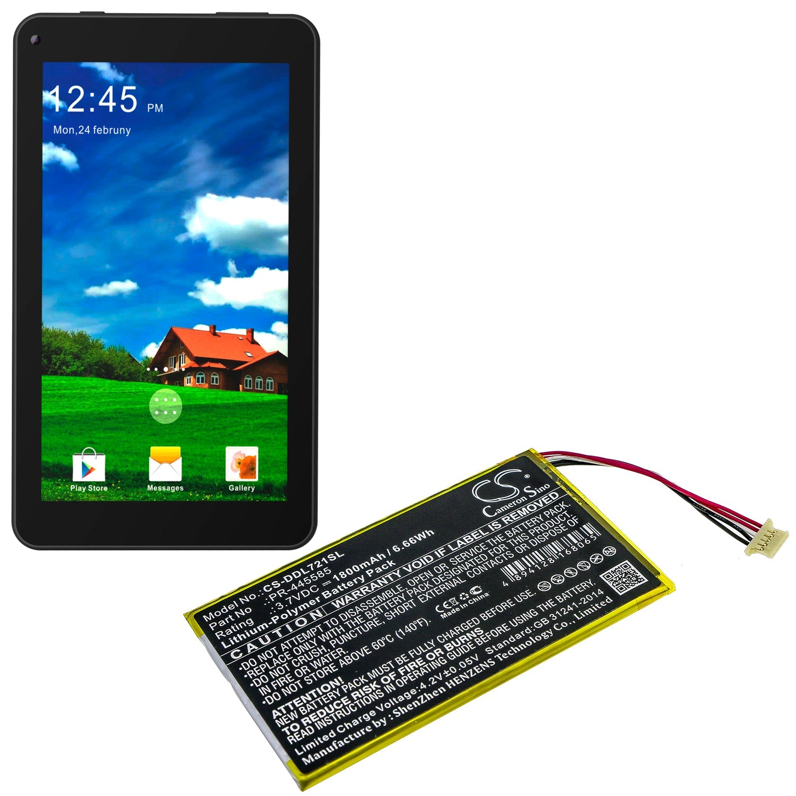 Li-Polymer Battery fits Digiland, Dl7006, Kb 7" 3.7V, 1800mAh Tablet Cameron Sino Technology Limited
