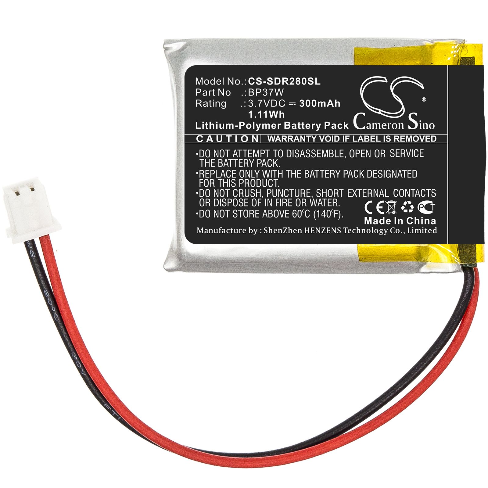 Li-Polymer Battery fits Dogtra, 280c Receiver, 282c Receiver 3.7V, 300mAh Dog Collar Cameron Sino Technology Limited