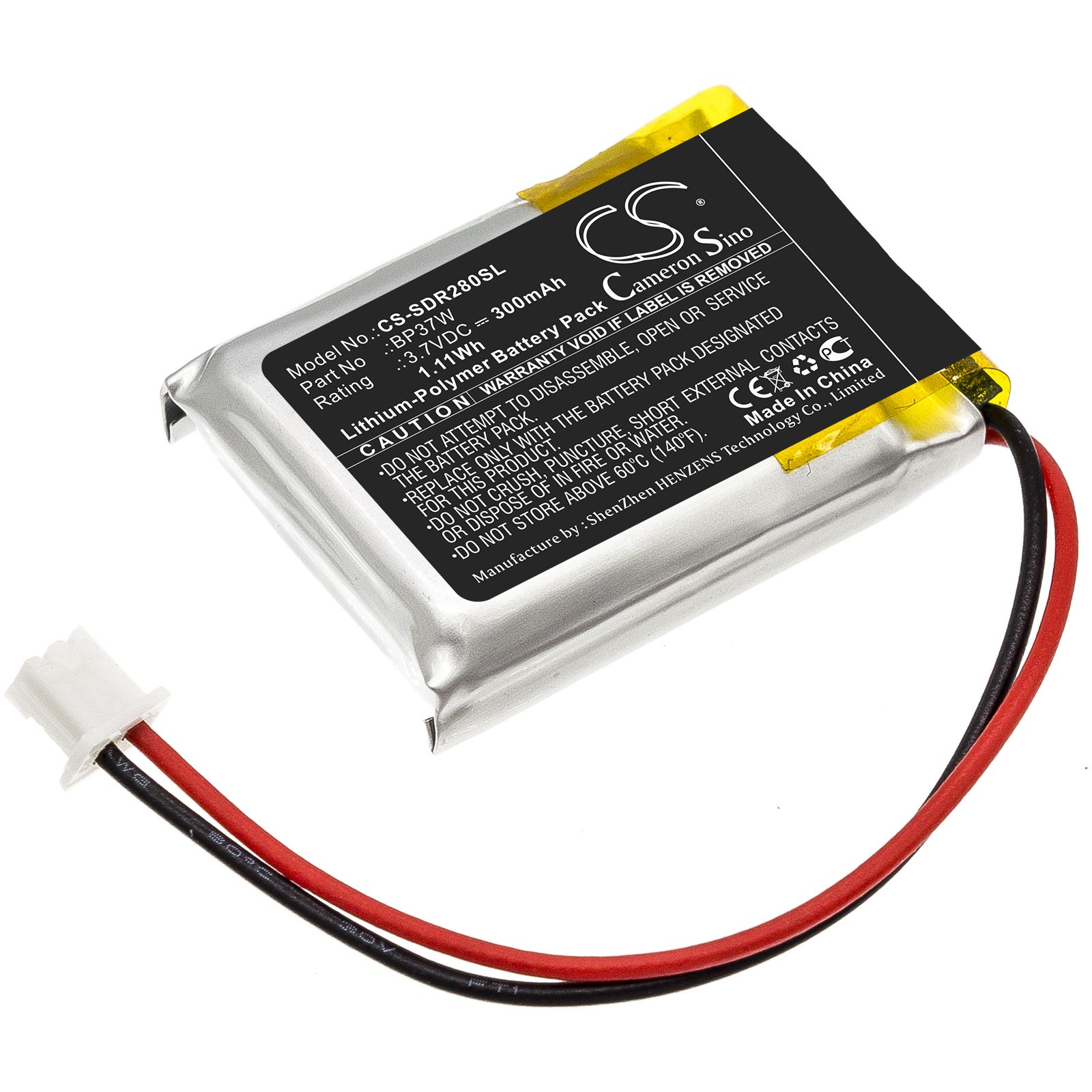 Li-Polymer Battery fits Dogtra, 280c Receiver, 282c Receiver 3.7V, 300mAh Dog Collar Cameron Sino Technology Limited