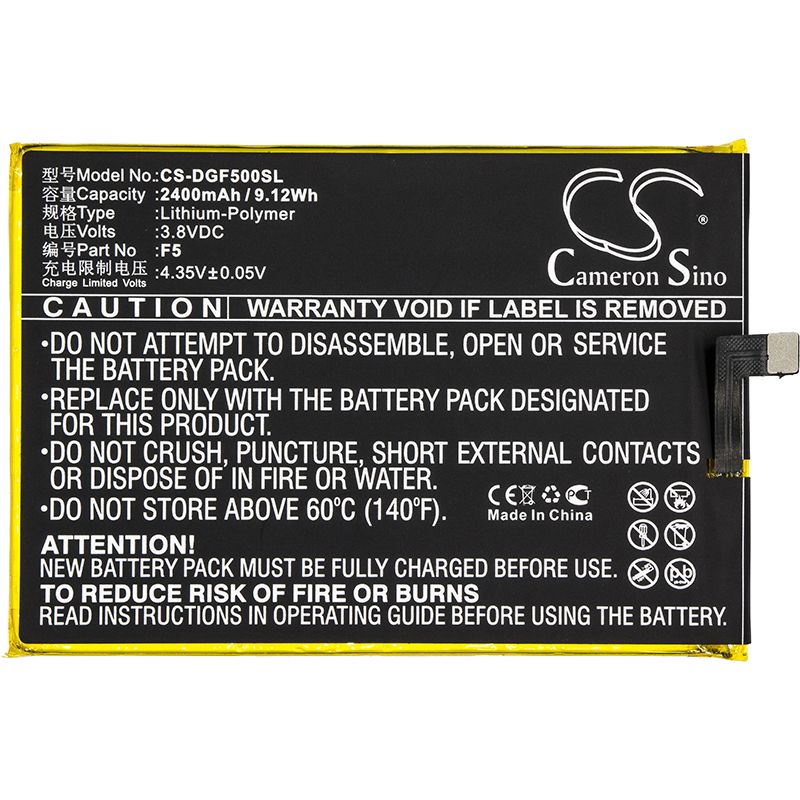 Li-Polymer Battery fits Doogee, F5, Moq: 50pcs 3.8V, 2400mAh Mobile & SmartPhone Cameron Sino Technology Limited