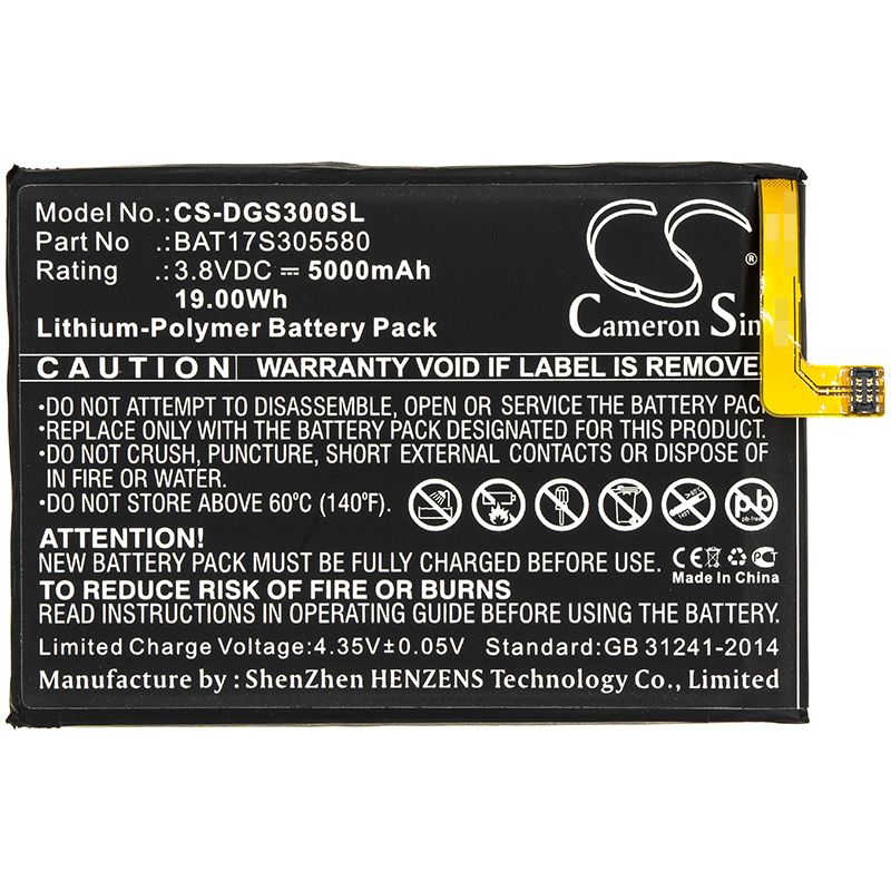 Li-Polymer Battery fits Doogee, S30 3.8V, 5000mAh Mobile & SmartPhone Cameron Sino Technology Limited