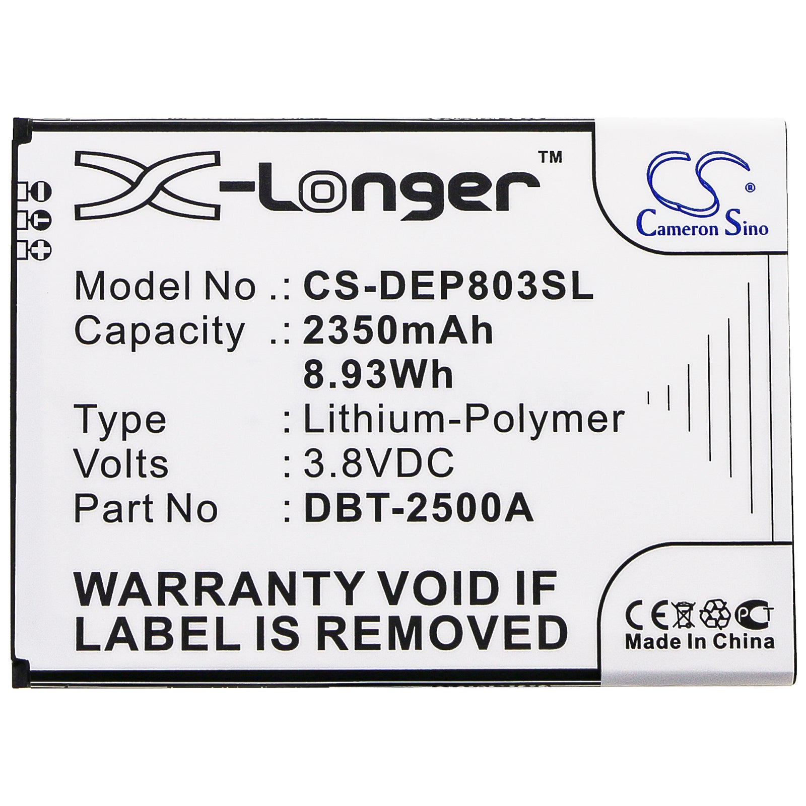 Li-Polymer Battery fits Doro, 8035, Dsb-0170 3.8V, 2350mAh Mobile & SmartPhone Cameron Sino Technology Limited