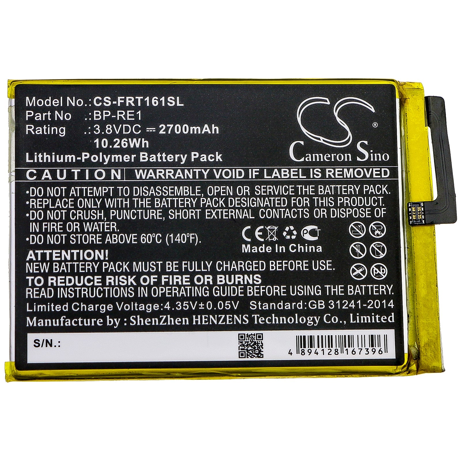 Li-Polymer Battery fits Freetel, Ftj161b, Ftj161b-rei, Ftj161b-rei-bk 3.8V, 2700mAh Mobile & SmartPhone Cameron Sino Technology Limited