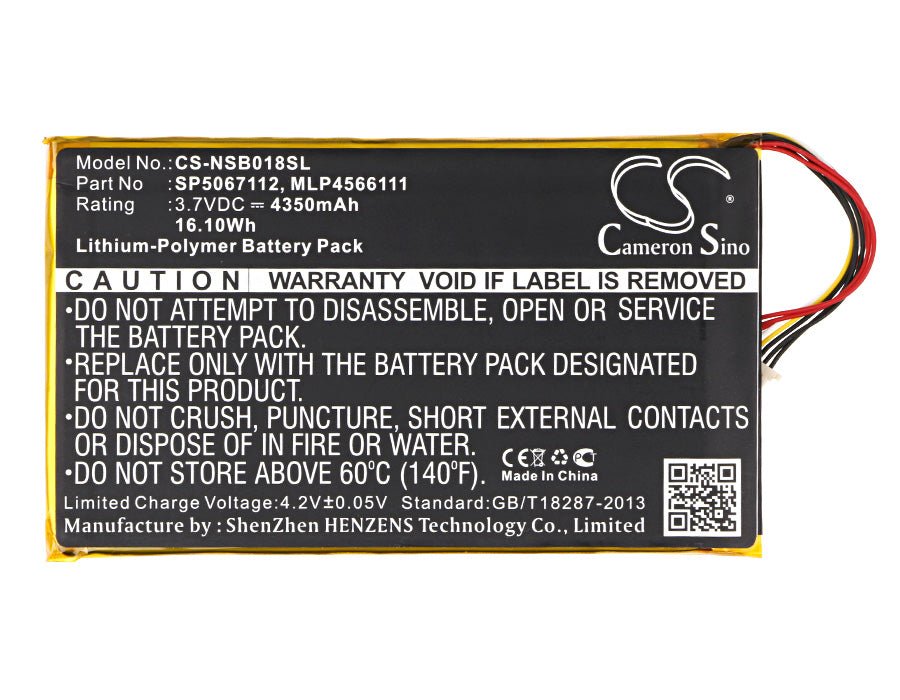 Li-Polymer Battery fits Fuhu, Dmtab In08a, Nabi Dreamtab Hd8 3.7V, 4350mAh Tablet Cameron Sino Technology Limited