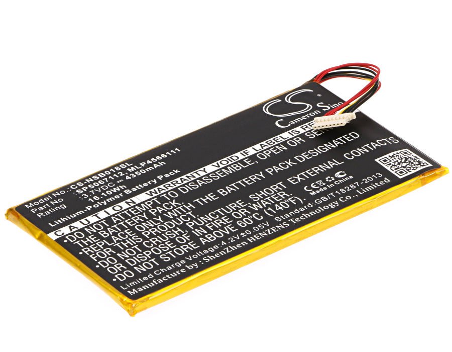 Li-Polymer Battery fits Fuhu, Dmtab In08a, Nabi Dreamtab Hd8 3.7V, 4350mAh Tablet Cameron Sino Technology Limited