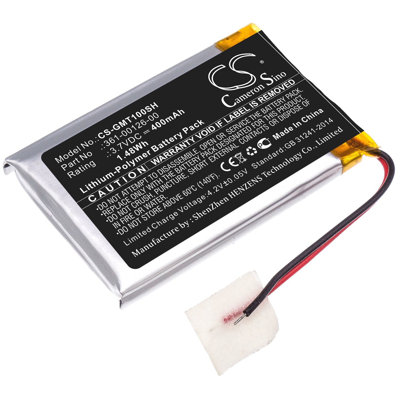 Li-Polymer Battery fits Garmin, 010-02357-00, Tactix Delta 3.7V, 400mAh Smartwatch Cameron Sino Technology Limited