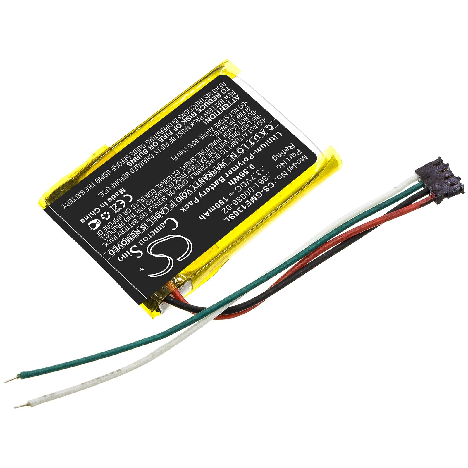 Li-Polymer Battery fits Garmin, 361-00086-02 3.7V, 150mAh GPS & Navigator Cameron Sino Technology Limited