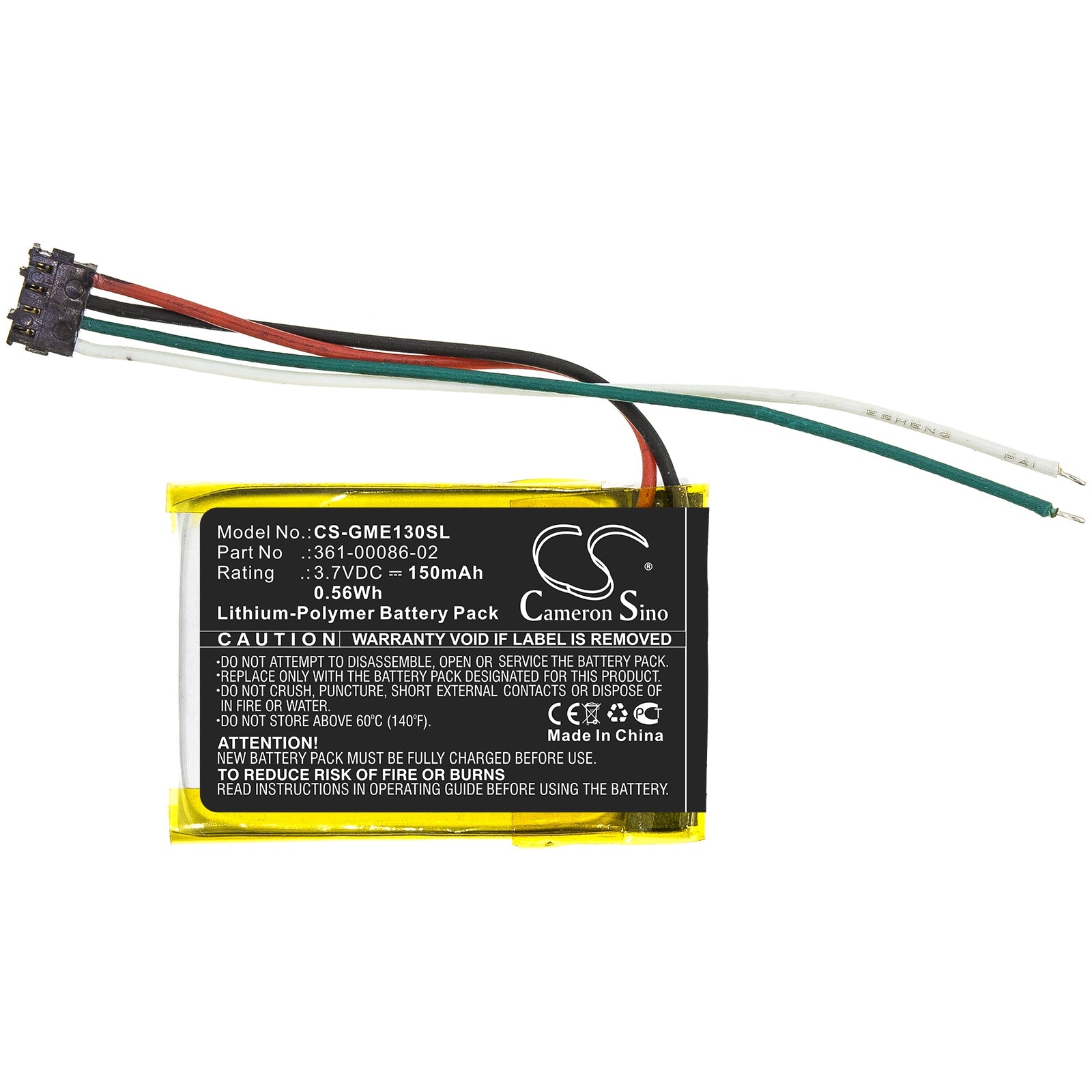 Li-Polymer Battery fits Garmin, 361-00086-02 3.7V, 150mAh GPS & Navigator Cameron Sino Technology Limited