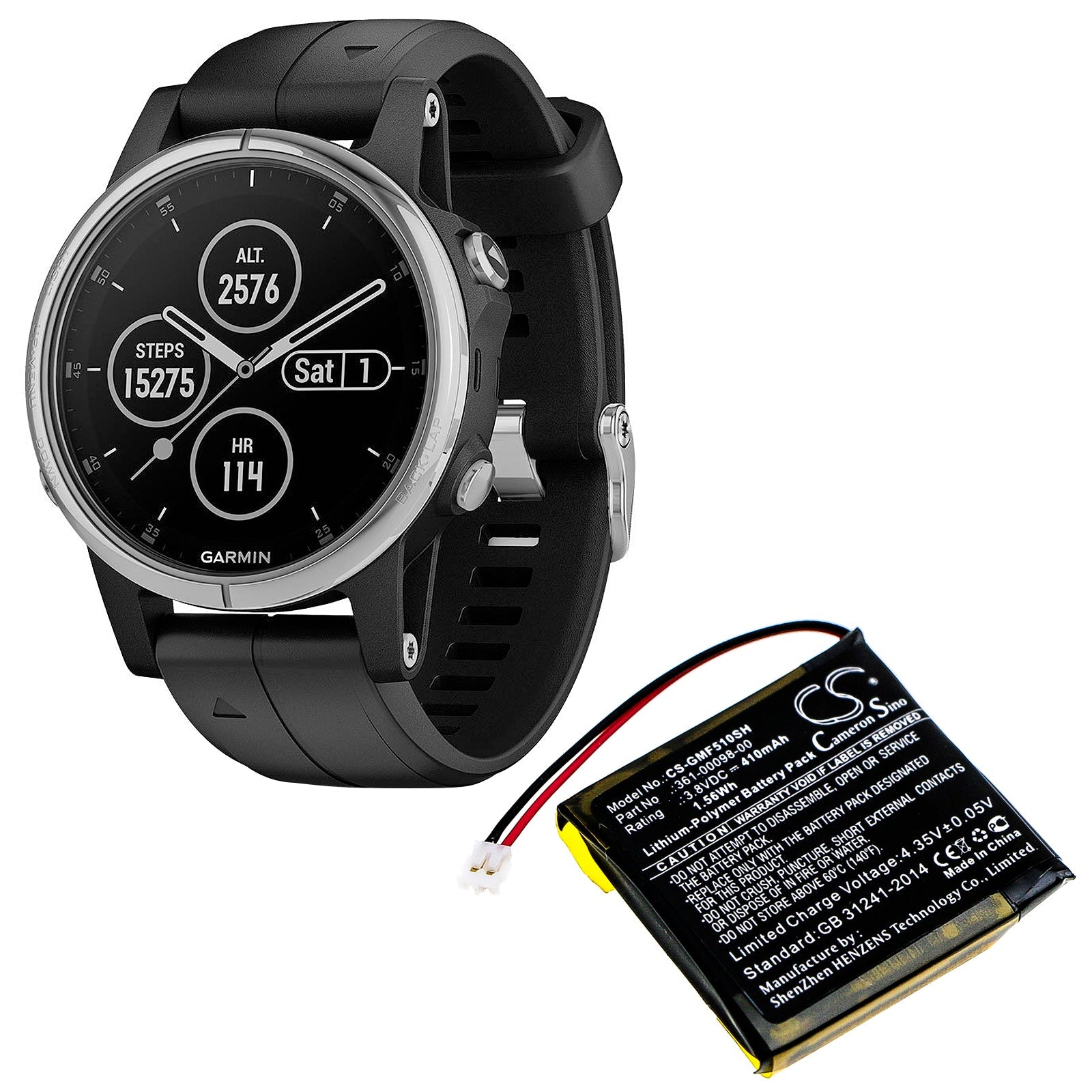Li-Polymer Battery fits Garmin, 361-00098-00 3.8V, 430mAh Smartwatch Cameron Sino Technology Limited