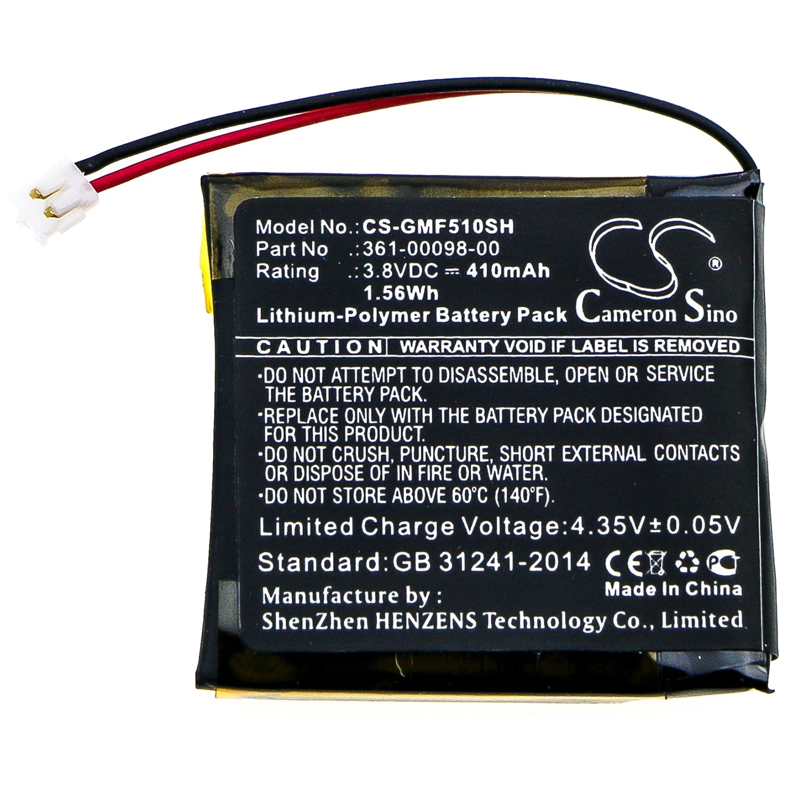 Li-Polymer Battery fits Garmin, 361-00098-00 3.8V, 430mAh Smartwatch Cameron Sino Technology Limited