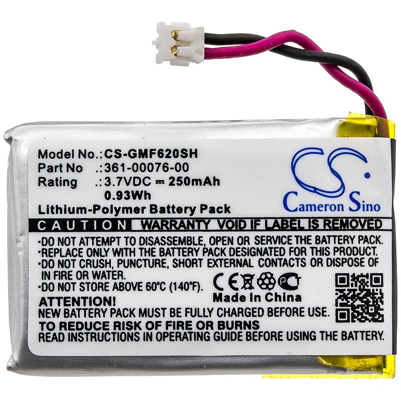 Li-Polymer Battery fits Garmin, Forerunner 620 3.7V, 250mAh Smartwatch Cameron Sino Technology Limited
