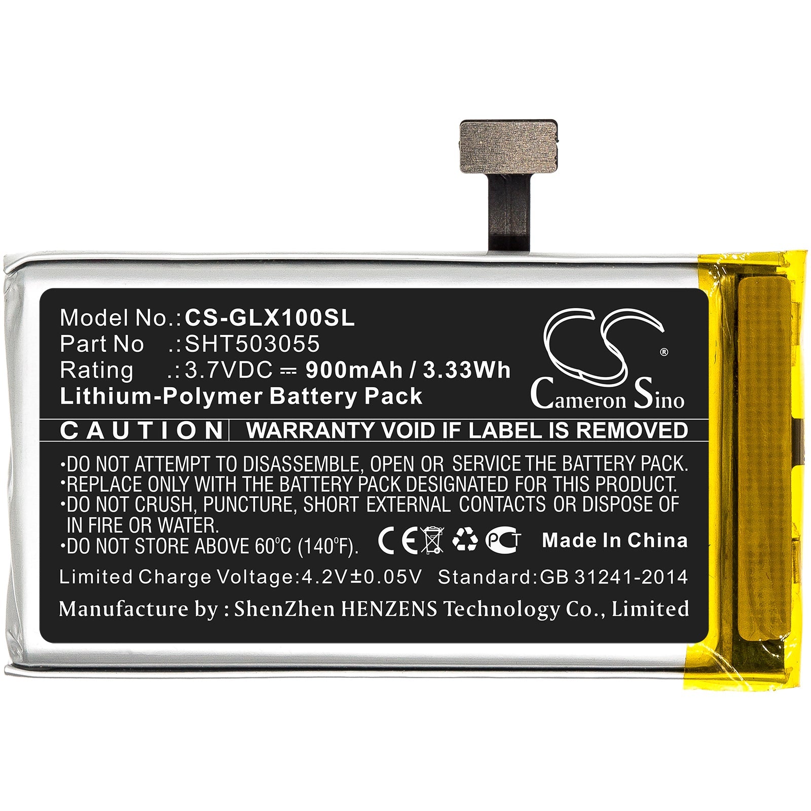 Li-Polymer Battery fits Golf Buddy, Dsc-vtx-100, Vtx 3.7V, 900mAh GPS & Navigator Cameron Sino Technology Limited